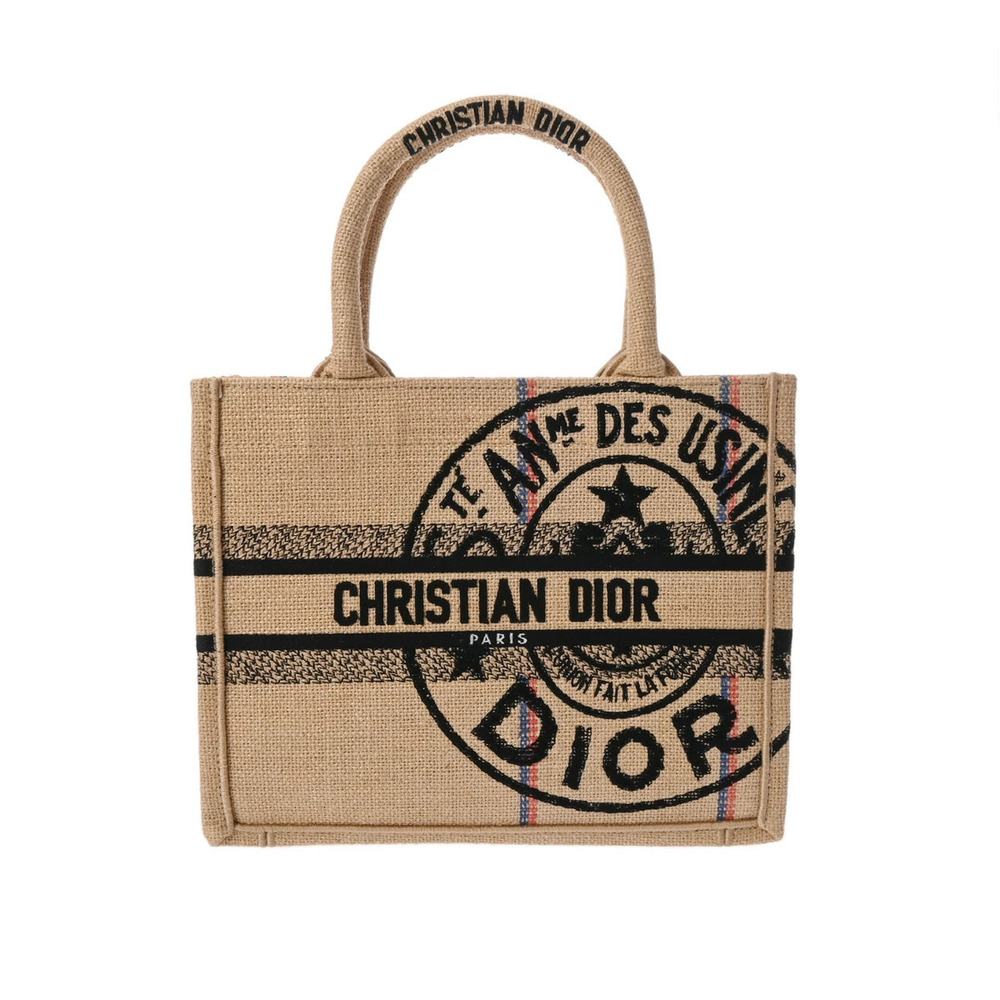 CHRISTIAN DIOR Book Tote Beige Canvas Handbag